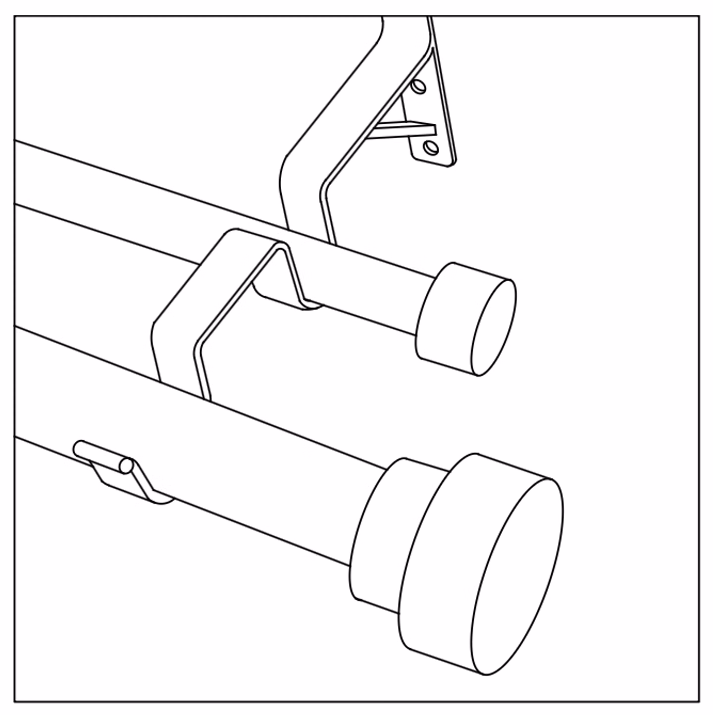 Diagram showing double mount rods in end brackets
